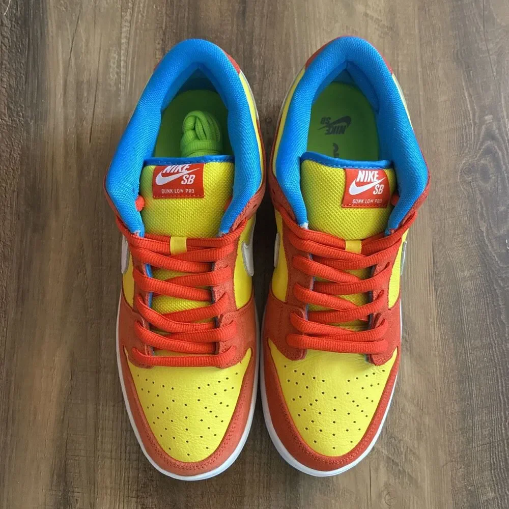 Nike SB Dunk Low Pro Bart Simpson Men Size 11.5 Yellow Red White Blue BQ6817-602
